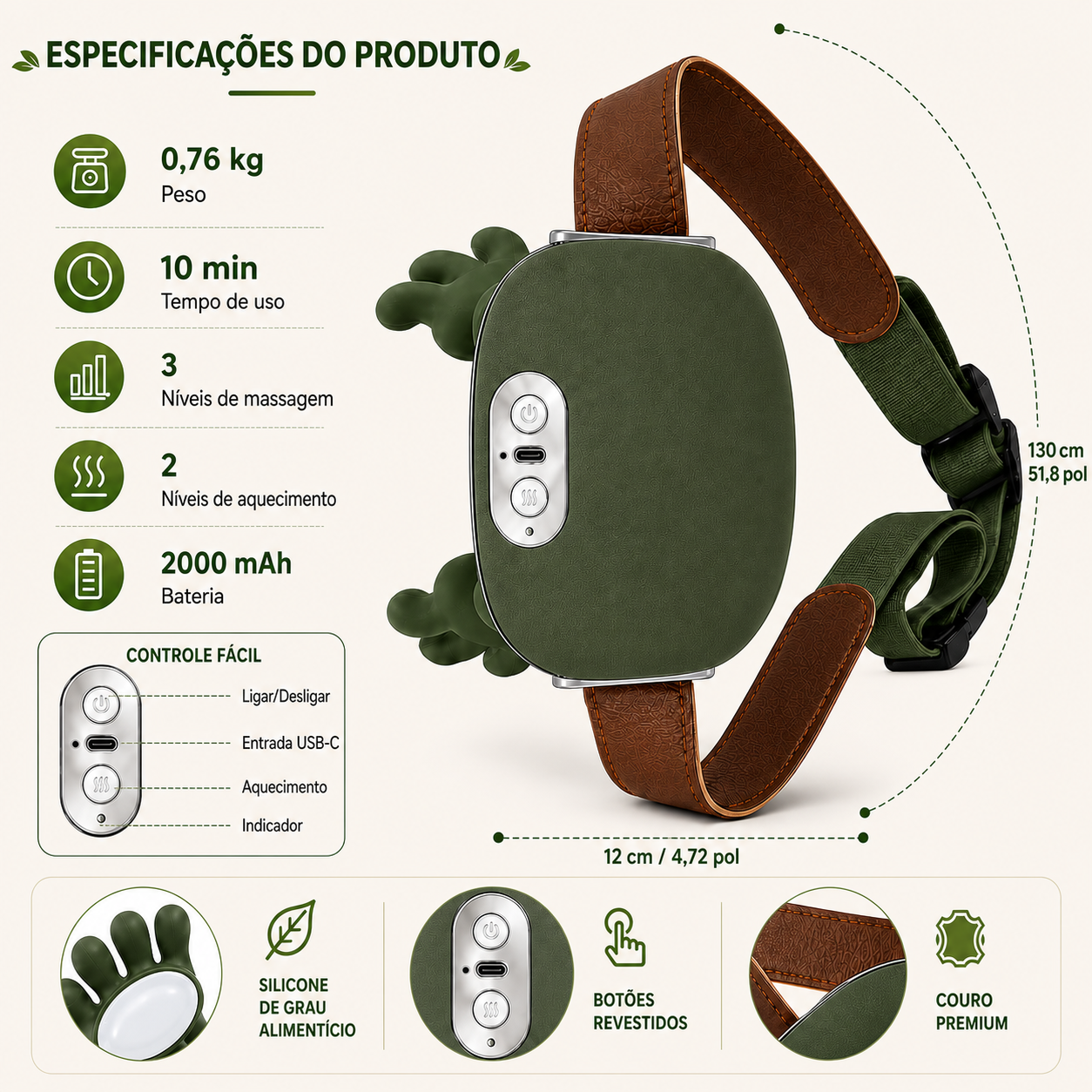 Massageador de pescoço/ombros (elétrico, c/ calor)