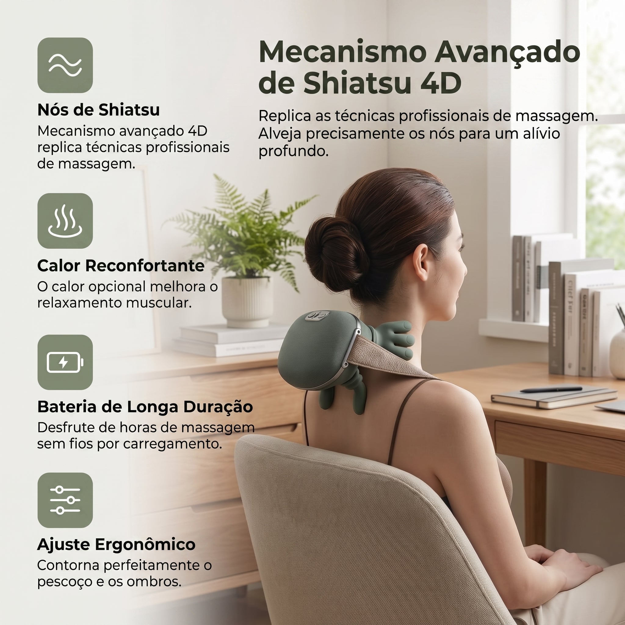 Massageador de pescoço/ombros (elétrico, c/ calor)