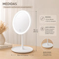 Espelho de Maquiagem LED com Touch Screen, Portátil, Recarregável via USB-C, Redondo, com Base Organizadora para Viagem, Barbear - Qualidade Premium